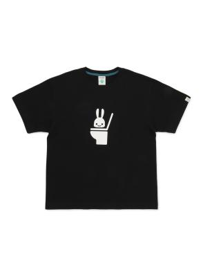 CUNE　スタジャン　コットン　白　黒　うさぎ　両面プリント　脳みそ　ロゴ刻印釦 CUNE キューン 半袖 Tシャツ カットソー 両面 プリント ウサギ