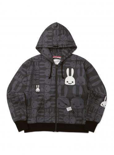 モノクロウサギスウェットジップパーカー